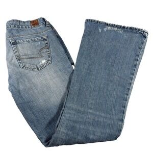 American Eagle Womens Real Flare Jeans 4 Reg (FITS 30 X 32) Cotton Distressed